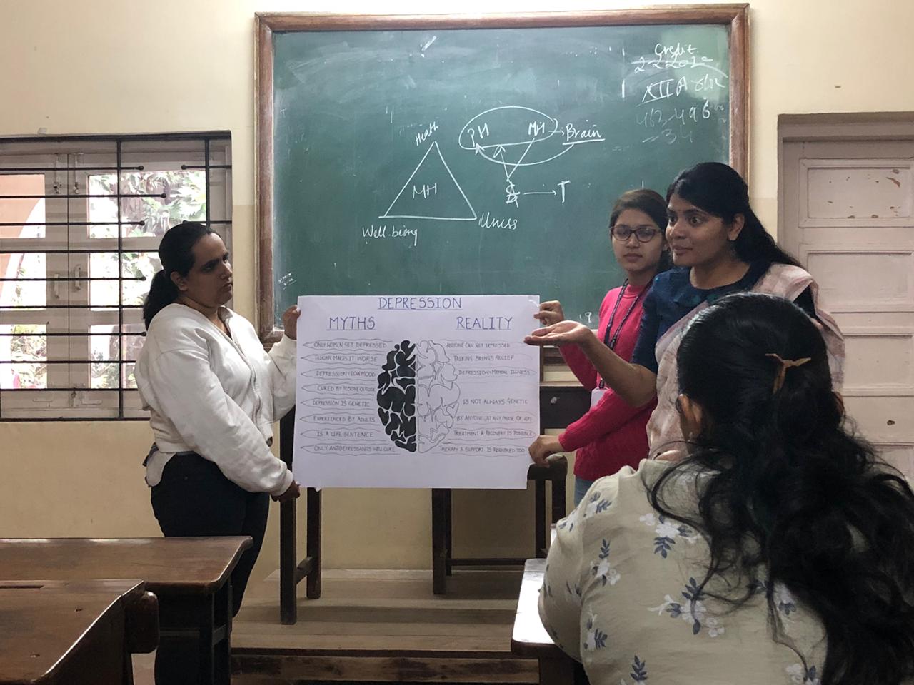 Activity in classroom awareness session on Myths and Facts about Depression